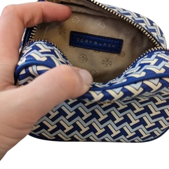 Tory Burch Tzag Logo Blue Cosmetic Pouch - Picture 4 of 6